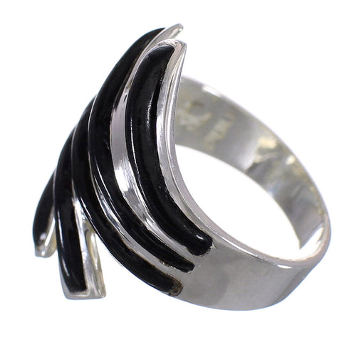 Silver Southwest Jet Ring Size 7-1/4 QX87546
